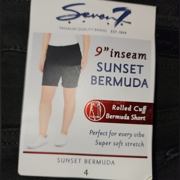 Seven7 Black Super Soft Stretch Rolled Cuff Sunset Bermuda Shorts Size 4 - Picture 5 of 11